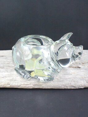 Indiana Glass Crystal Pig Votive Holder/Paperweight, Vintage